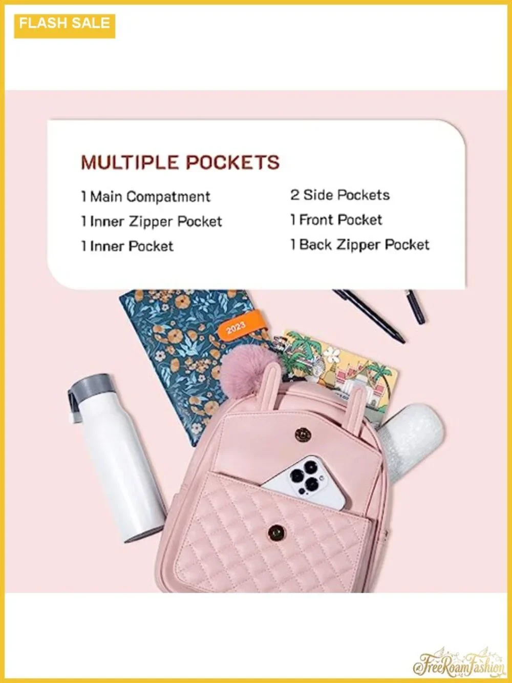 Mini Backpack for Women Cute Small PU Leather Bookbag with Pompom Purse